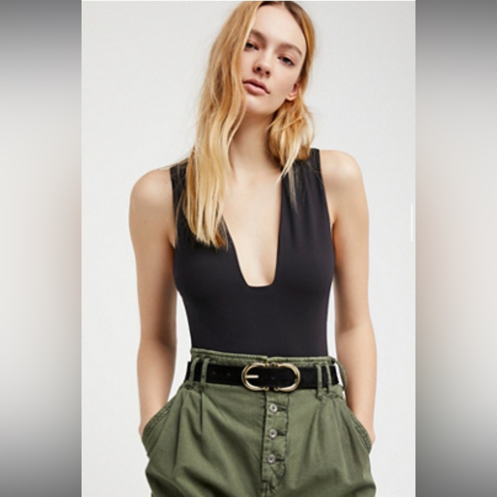Free People Black “City Girl” Sleeveless Bodysuit